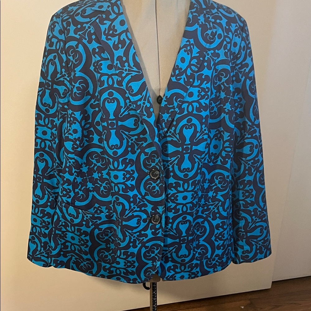 Talbots Blue and Black Patterned Blazer